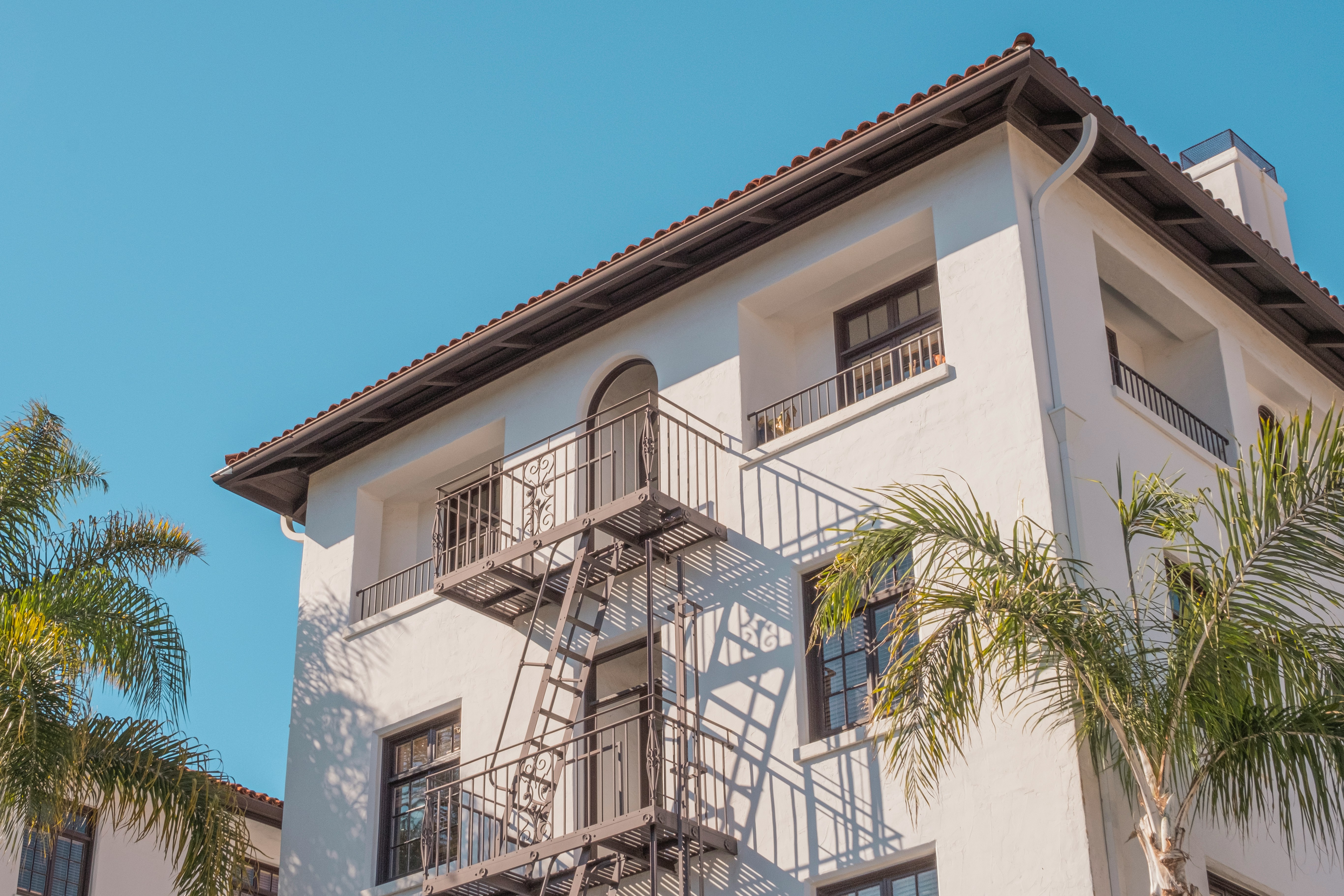Residential building exterior showing roofline, gutters and facade areas to inspect for pests, drainage and maintenance issues