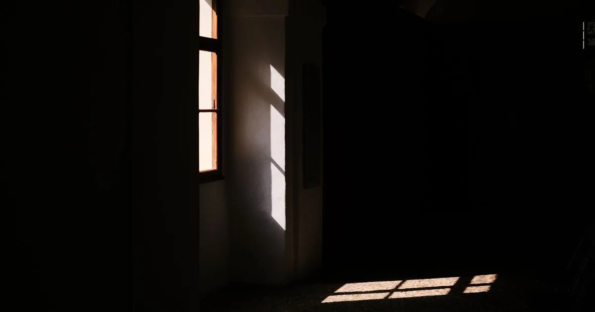 Low afternoon sun streaming into a room through a west-facing window